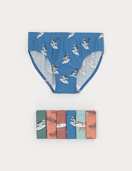 7pk Pure Cotton Surf Animal Briefs (2-8 Yrs)