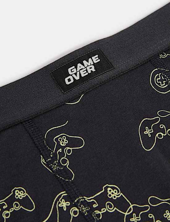 5pk Cotton with Stretch Gamer Trunks (5-16 Yrs)