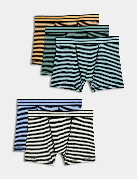 Lot de 5&nbsp;boxers en coton extensible à rayures (du 5&nbsp;au 16&nbsp;ans)