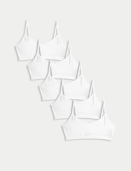 5pk Cotton with Stretch Crop Tops (6-16 Yrs)