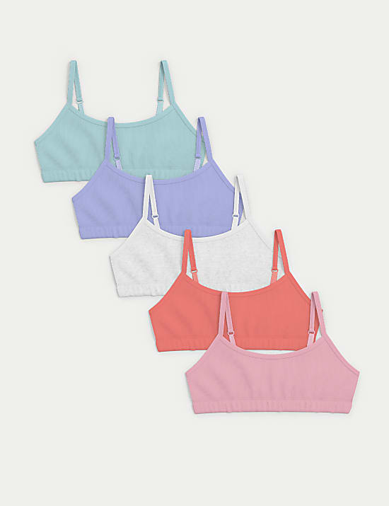 5pk Cotton with Stretch Crop Tops (6-16 Yrs)