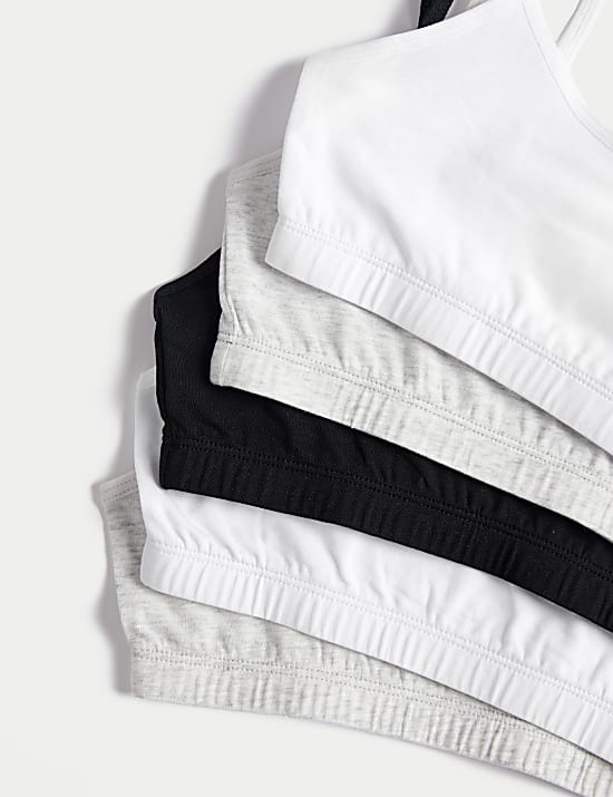 Ελαστικές μπλούζες crop StayNew™ από βαμβάκι, σετ των 5 (6-16 ετών)