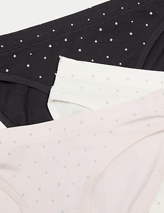 3pk Cotton with Stretch Star Knickers (6-16 Yrs)