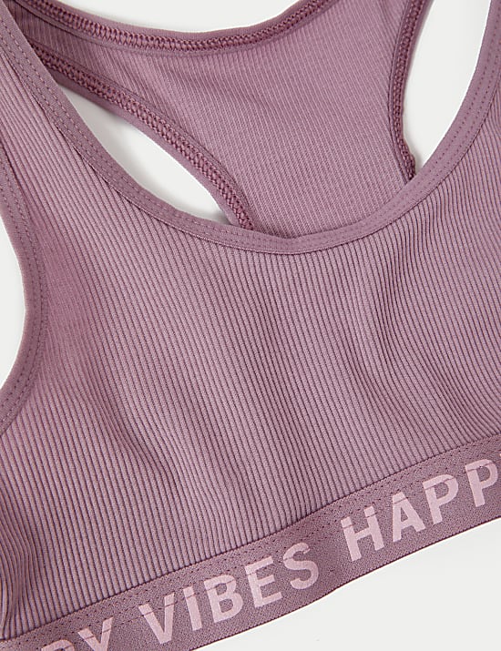 Lot de 3 brassières côtelées en coton extensible (du 6 au 16 ans)