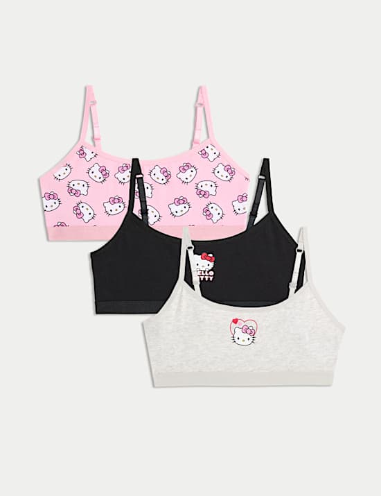 3pk Cotton Rich Hello Kitty™ Crop Tops (6-16 Yrs)