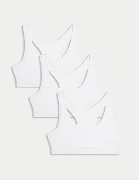 3pk Cotton Rich Crop Tops (6-16 Yrs)