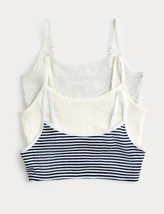 3er-Pack gerippte Crop-Tops mit hohem Baumwollanteil (6–16 J.)