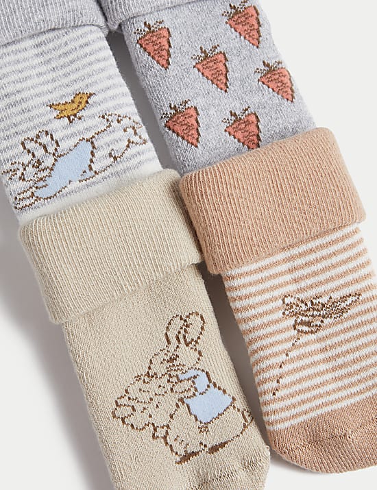 4pk Cotton Rich Peter Rabbit™ Baby Socks (7lbs-12 Mths)