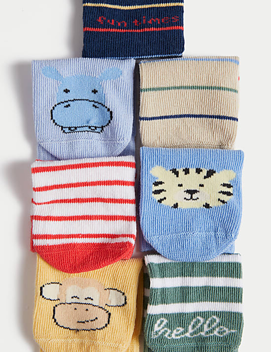7pk Cotton Rich Animal Socks (0-3 Yrs)