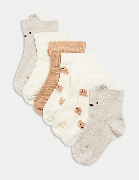 7pk Cotton Rich Spencer Bear&trade; Baby Socks (0-3 Yrs)