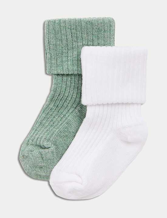 Lot de 2 paires de chaussettes en coton côtelé (3,2 kg-3 ans)