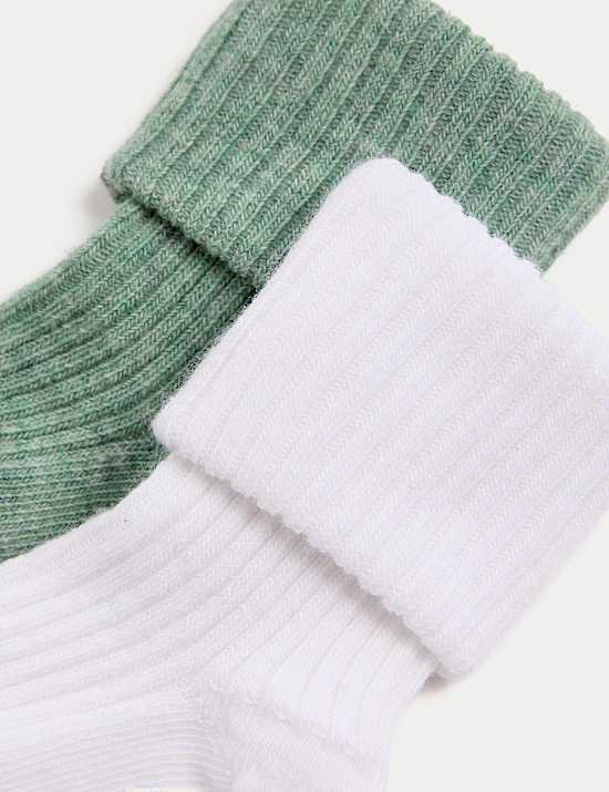 Lot de 2 paires de chaussettes en coton côtelé (3,2 kg-3 ans)