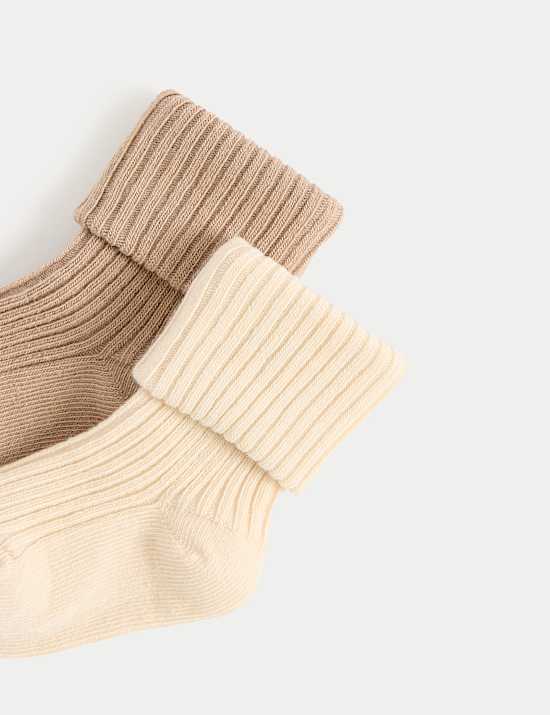 Lot de 2 paires de chaussettes en coton côtelé (3,2 kg-3 ans)