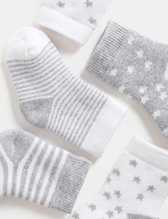 5pk Cotton Rich Terry Star Socks (0-2 Yrs)