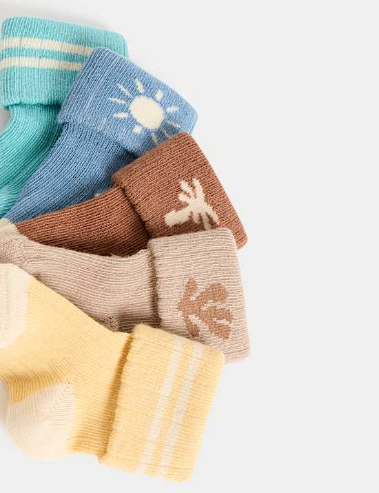 5 paar katoenrijke babysokjes met kalme branding (0-3 jaar)