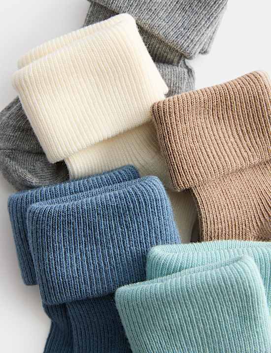 5pk Cotton Rich Ribbed Baby Socks (0-2 Yrs)