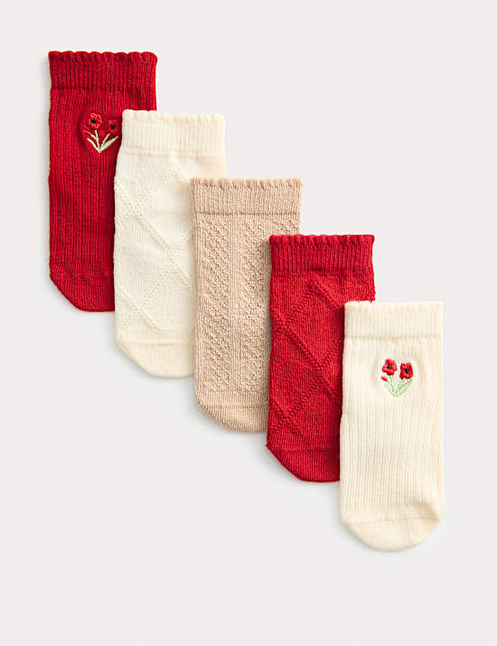 Lot de 5 paires de chaussettes b&eacute;b&eacute;s en coton &agrave; motif floral (jusqu'au 3 ans)