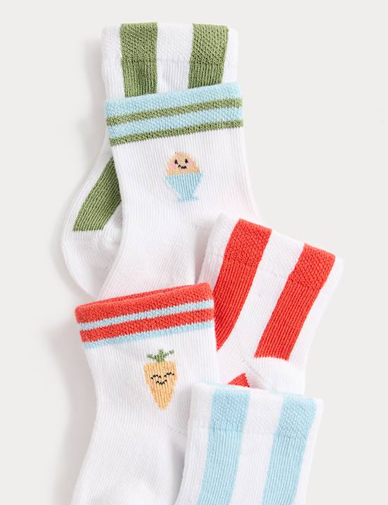 5 Pack Cotton Rich Striped Baby Socks (0-24 Months)
