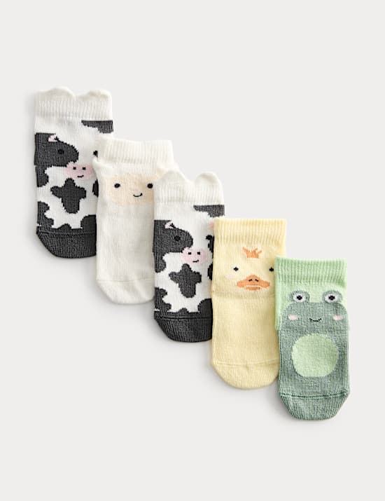 5 Pack Cotton Rich Animal Socks (0-3 Years)