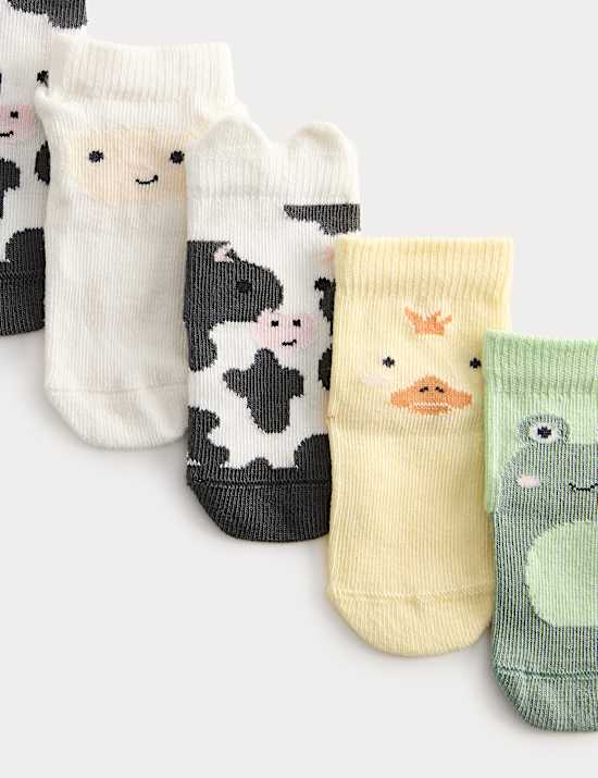5 Pack Cotton Rich Animal Socks (0-3 Years)