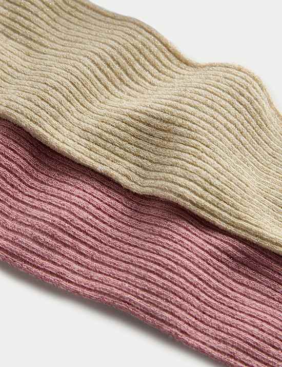 2pk Glitter Rib Tights (2-14 Yrs)