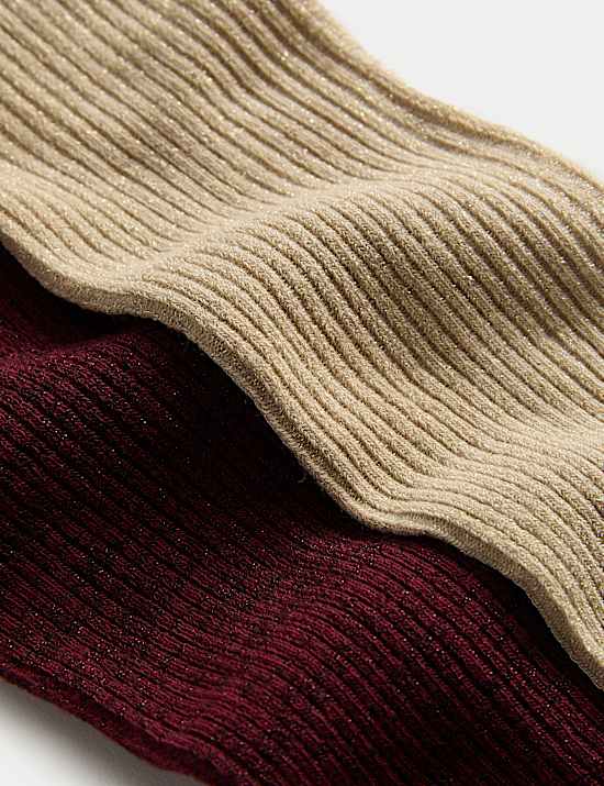 Sada 2 ks žebrovan&yacute;ch punčoch s třpytkami (2&ndash;14 let)