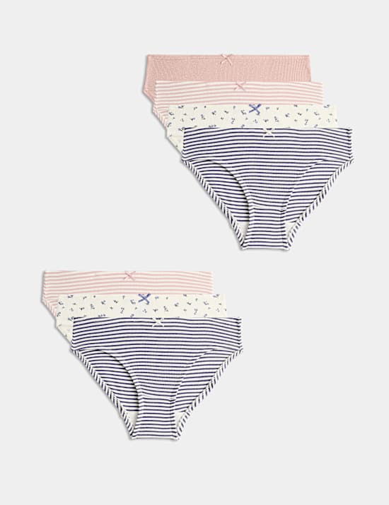7 Pack Cotton Floral Bikini Knickers (5-16 Yrs)