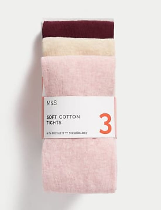 3 Pack Cotton Rich Plain Tights (2-14 Yrs)