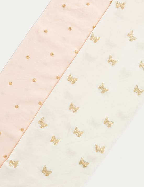 2pk 40 Denier Patterned Sparkle Tights (2-14 Yrs)