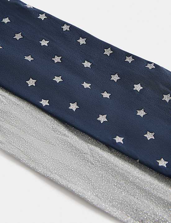 2 Pack Metallic Star Tights (2-14 Yrs)