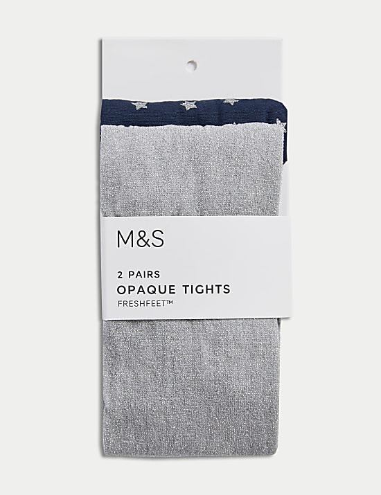 2pk Metallic Star Tights (2-14 Yrs)