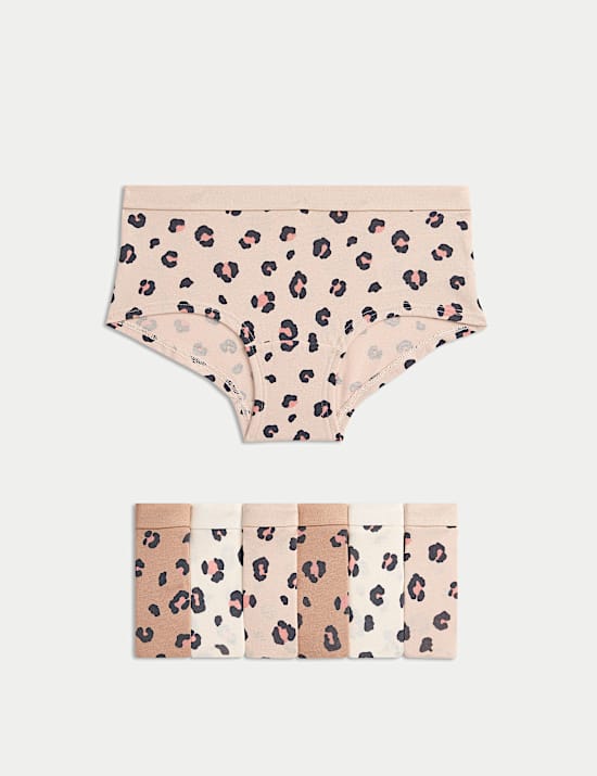 7 Pack Cotton With Stretch Leopard Shorts