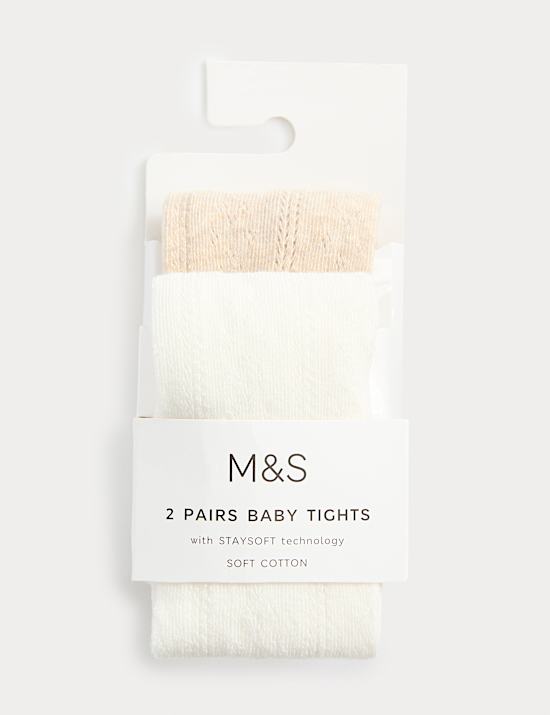2pk Cotton Rich Pelerine Baby Tights (0 Mths-3 Yrs)