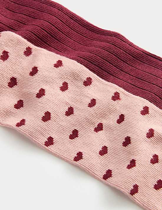 2pk Cotton Rich Pink Heart & Ribbed Tights (0-3 Yrs)