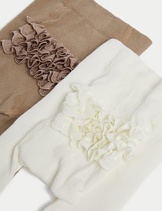 Lot de 2 paires de collants en coton à volants (jusqu’au 24 mois)