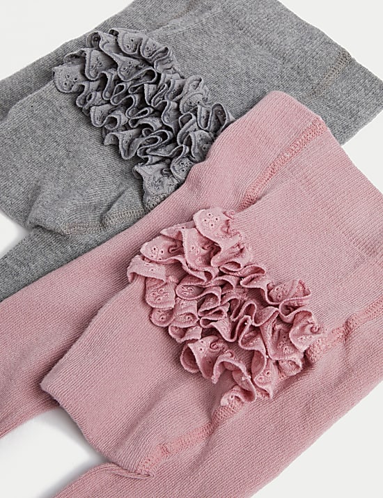 Lot de 2 paires de collants en coton à volants (jusqu’au 24 mois)