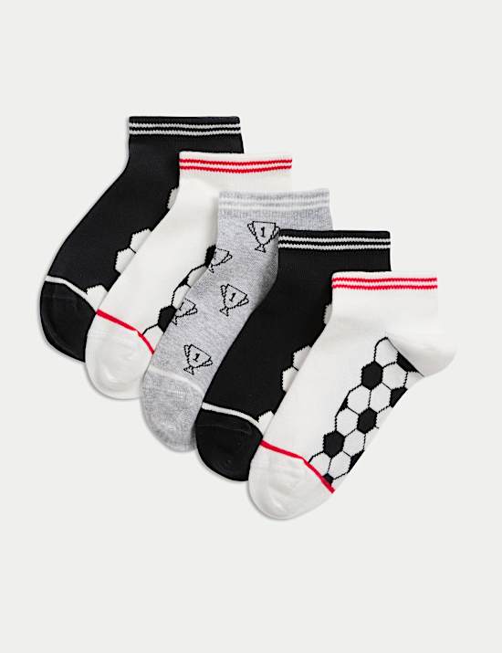 Ποδοσφαιρικές κάλτσες Trainer Liners™ με υψηλή περιεκτικότητα σε βαμβάκι, σετ των 5 (6 Small - 7 Large)