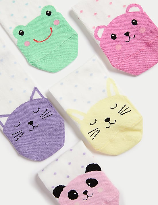 5pk Cotton Rich Spotty Animal Socks