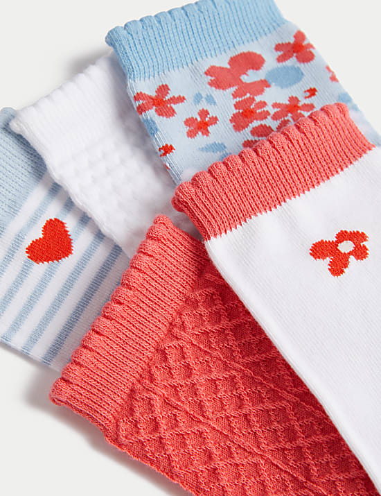 Ασορτί κάλτσες, με υψηλή περιεκτικότητα σε βαμβάκι, σετ των 5 (6 Small - 7 Large)