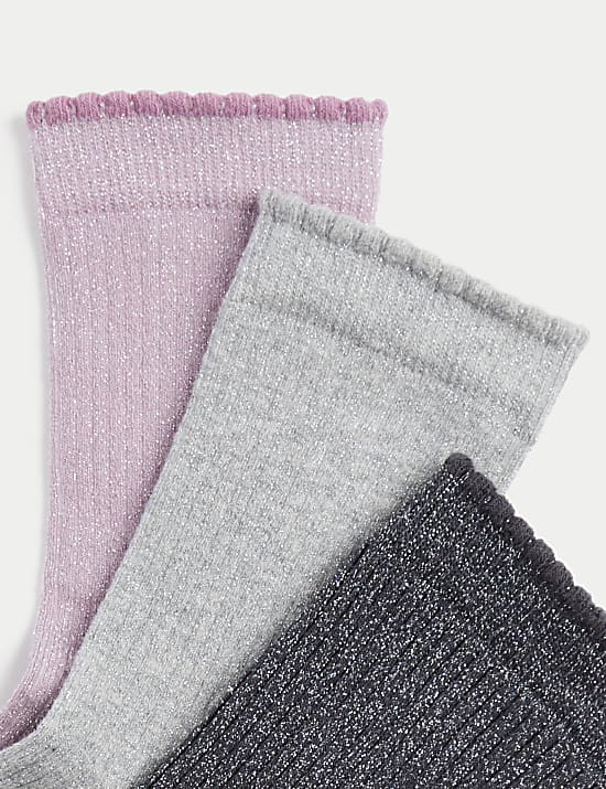 Ριγέ ιριδίζουσες κάλτσες με υψηλή περιεκτικότητα σε βαμβάκι (6 Small - 7 Large), σετ των 3