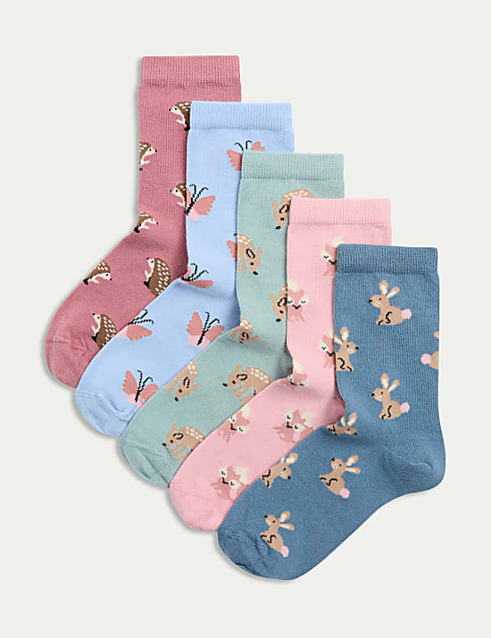 Lot de 5 paires de chaussettes en coton à motif animal (du 23 au 40,5)