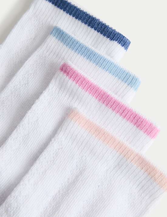 4 Pack Striped Pelerine Cotton Rich Socks (6 Small - 7 Large)