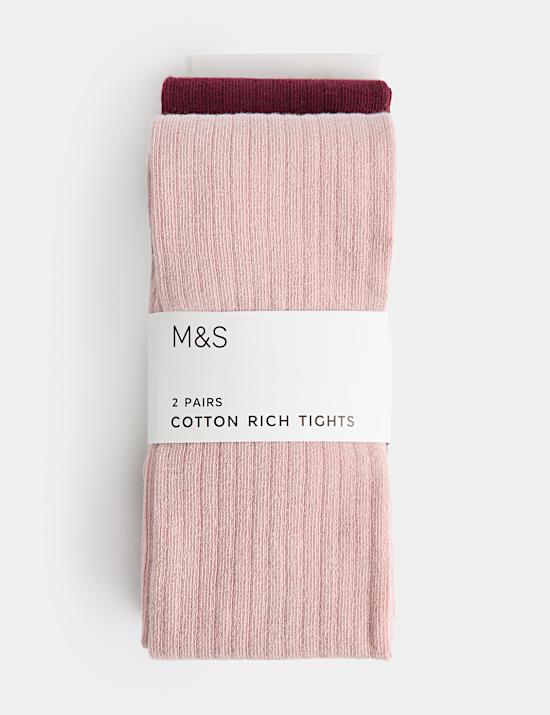 2 Pack Cotton Rich Ribbed Tights (2-14 Yrs)