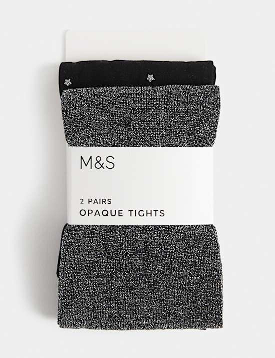 2 Pack Star Sparkly Opaque Tights