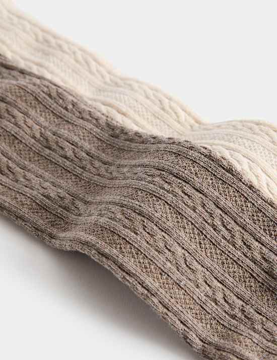 2 Pack Cotton Rich Cable Tights (2-14 Yrs)
