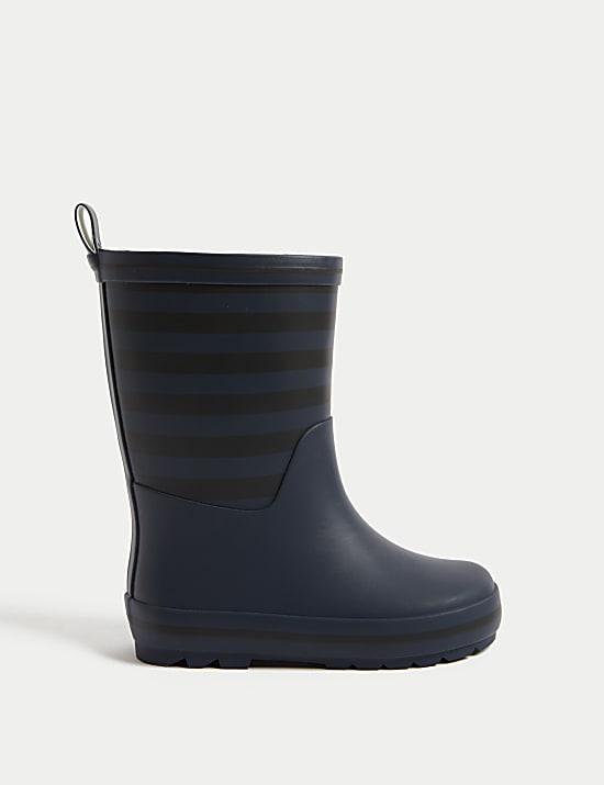 Kids Striped Wellies 4 Small 7 Large NAVY MIX Wellies M S ES
