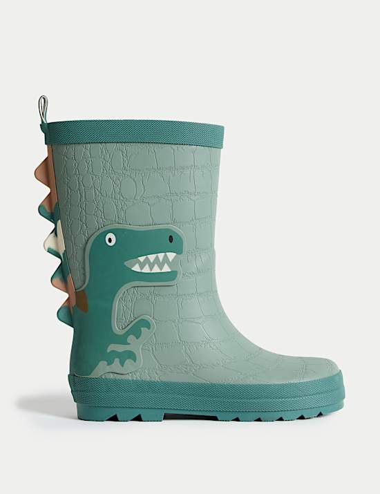 Kids Dinosaur Patterned Wellies (4 Small - 2 Large)