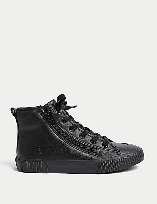 Marks Spencer Kids Freshfeet Zip High Tops 4 Small 7 Large Black 13 S