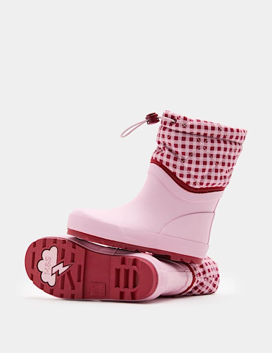 Kids' Quilted Check Cuff Wellies (4 Small-2 Large)