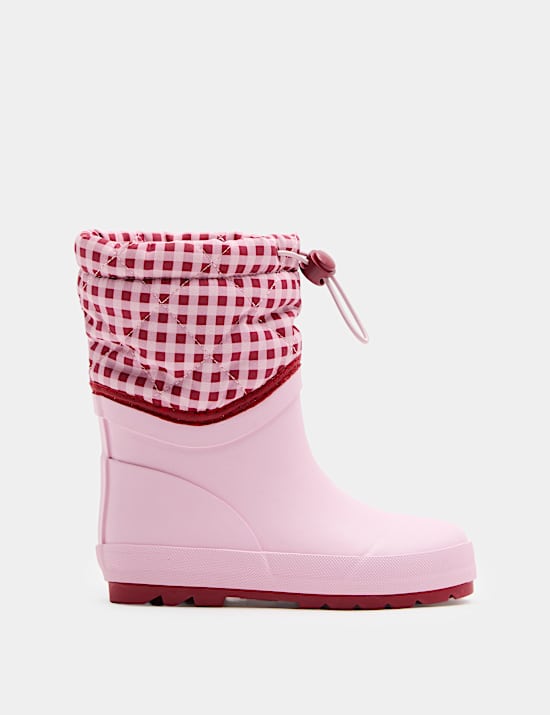 Kids' Quilted Check Cuff Wellies (4 Small-2 Large)